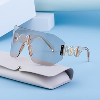 Lunettes de soleil tendance Partagas, design personnalisé, logo sur mesure, verres monobloc sans monture, surdimensionnées, UV400, pour femmes et hommes
