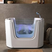 Baignoire Spa Bébé Moderne Autoportante de 48 Pouces avec Hydromassage à Air et LED pour Utilisation Intérieure