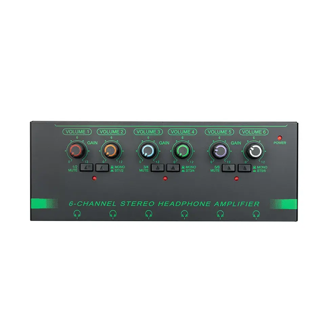 H6 Professional Mini 6 Channels Stereo Headphone Amplifier Portable Ultra-Compact Home Monitoring Earphone Amplifier