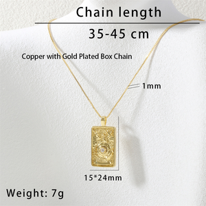 Collana con Ciondolo Tarocchi di Alta Qualità, Placcata Oro Rame, con Catena a Maglia Box, Gioielli Religiosi, Stile Punk Hiphop, Idea Regalo - Product Image 4