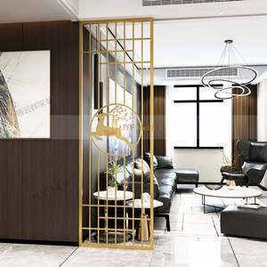 Biombo Personalizado para Sala de Estar, Estilo Art Deco, Corte Láser, Acero Inoxidable Dorado, Impermeable, Translúcido, Multifuncional - Product Image 6