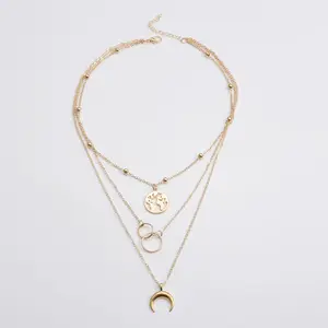 Simple Fashion Jewelry Necklaces Gold Plated Layered Chain Necklace Silver Designer Minimalist Necklace For Women