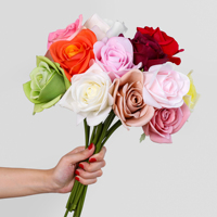 Rose artificielle à tête unique de haute qualité, effet toucher réel, revêtement en latex, vente en gros pour décoration intérieure, magasins, mariages et événements