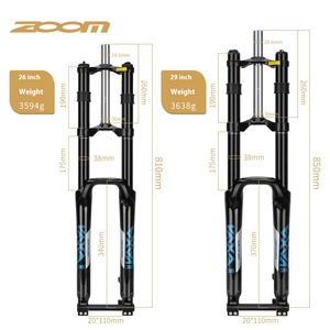 Fourche avant de vélo de montagne Zoom 680DH en alliage d'aluminium 26/29 pouces, double suspension à ressort hydraulique, réglage souple-dur, débattement de 175 mm, pour frein à disque - Product Image 3