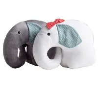 Jouet oreiller éléphant en peluche gris/blanc super doux personnalisé pour bébé