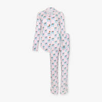 Pyjama personnalisé à imprimé floral, style décontracté, 95% viscose de bambou, 5% élasthanne, doux et extensible, ensemble de détente pour maman