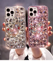 Étui de luxe fait main avec coque en diamant scintillant pour iPhone Xr X Xs 7 8 11 12 13 14 15 16 17 Pro Max