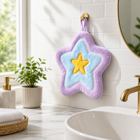 Serviette de toilette en peluche étoile violette personnalisée, en tissu doux, vente en gros
