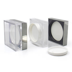 Plástico hecho a medida 10G 20g forma cuadrada <span class=keywords><strong>transparente</strong></span> tarro de polvo suelto compacto con <span class=keywords><strong>malla</strong></span> de tamiz elástico Puff - Product Image 4