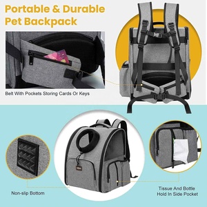 Sac à dos de transport pour animaux de compagnie, pour chats et chiens, ventilé, <span class=keywords><strong>extensible</strong></span>, avec maille respirante, pour la randonnée et les voyages - Product Image 3