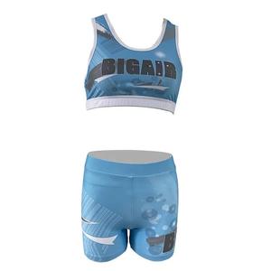 Sublimación completa Equipo de baile <span class=keywords><strong>Cheer</strong></span> Training Practice Wear Star <span class=keywords><strong>Blue</strong></span> Pink Crop Top Shorts <span class=keywords><strong>Cheer</strong></span> Girls Youth - Product Image 2