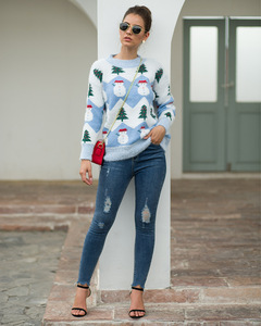 Wholesale Custom Clothing Women's <strong>Christmas</strong> Knit Tree Snowman Pullover <strong>Sweatshirt</strong> <strong>Ladies</strong> Funny Ugly Xmas Pullover Sweater - Product Image 2