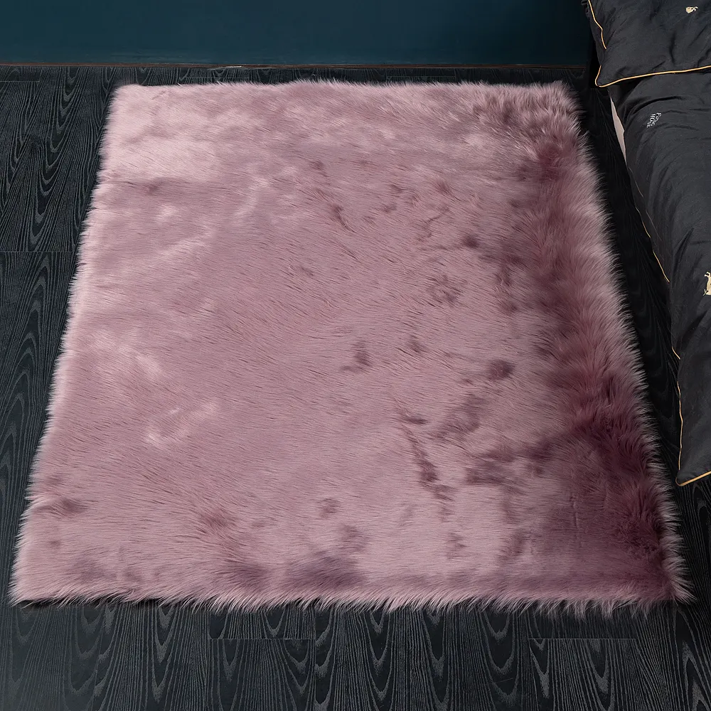Soft Faux Fur Sheepskin Rugs for Bedroom Living Room Luxury Christmas Rug Fuzzy Carpet Furry Besides Rug for Girls