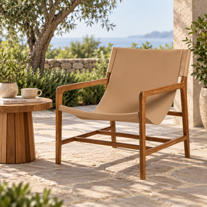 Functional <b>teak</b> sling <b>chair</b> offering a stylish seating solution for poolside areas <b>gardens</b> patios resorts and terraces - Product Image 6