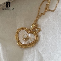 Collier élégant et à la mode en argent pur S925 avec pendentif en forme de cœur en coquillage exquis pour femmes