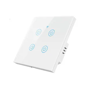 Uk Eu Smart Tuya Wifi Muur Touch Schakelaar 1/2/3/4 Bende Glazen Paneel Lichtschakelaar Interruptor Inteligente Voor Smart Home