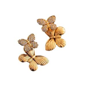 Alta calidad mujeres hermosa joyería de moda de lujo dorado niñas circón mariposa ala Stud pendientes - Product Image 5