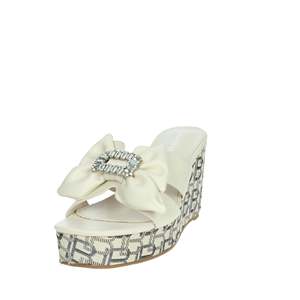Sandales compensées Laura Biagiotti pour femme, crème, à plateforme et ornées de fleurs - Product Image 6