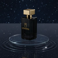 Flacon de parfum pour homme personnalisé, de luxe, carré, vide, 30 ml, 50 ml, 100 ml, en verre noir avec bouchon et boîte dorés