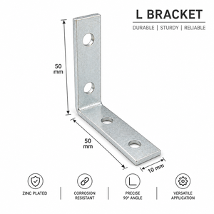 Industrial Iron Furniture Corner Bracket 50X50X10 Zinc Coated Powder Coated Metal Support Connector for <b>Cabinet</b> Wardrobe <b>Bed</b> - Product Image 3