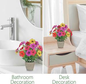 Fleurs artificielles Tournesols en pot en céramique, centre de table floral en fausse soie écologique, verdure rustique en pot style ferme - Product Image 5