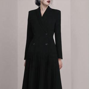 Eleganti Abiti Formali da Donna Stile OL, Vestito Lungo Plissettato <span class=keywords><strong>con</strong></span> Doppio Petto per Lavoro - Product Image 4