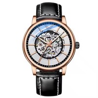 Reloj de pulsera para hombre, multifuncional, transparente, diseño hueco, reserva de energía de larga duración, cuarzo, nueva banda de cuero, esfera de puntero