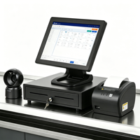 Caisse enregistreuse tactile POS OEM d'usine, écran unique 15'' en aluminium, Windows 10, pour usage en commerce de détail, hôtels et supermarchés