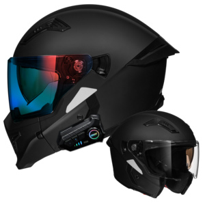RNG combinazione casco nero opaco Full Face casco moto a doppia visiera approvato a punto Flip up adulti uomo e donna - Product Image 1