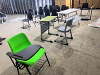 Chaise de formation éducative avec tablette d'écriture et panier à livres, chaise d'étudiant empilable pour salle de classe et amphithéâtre