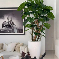 Disesuaikan ukuran kualitas tinggi raksasa buatan Monstera dedaunan Bonsai pohon dalam Pot vas tanaman untuk dekorasi rumah desain Interior