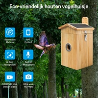 Reconnaissance WIFI AI Caméra en bois étanche 1080p Nid d'oiseau intelligent avec panneau solaire Contrôle APP pour amoureux des oiseaux avec enregistrement vidéo