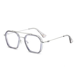 Nuevas Gafas <span class=keywords><strong>Retro</strong></span> de Doble Puente Metálicas con Protección Anti-Luz <span class=keywords><strong>Azul</strong></span>, Gafas de Diseño para Hombre y Mujer, Gafas para Computadora - Product Image 5
