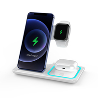 Chargeur sans fil 3 en 1 Montres de téléphone Support de charge rapide Portable 15W Pliable Chargement sans fil
