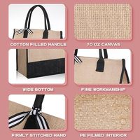 2024 gros personnalisé lin Jute sac fourre-tout pour les femmes à la mode étanche réutilisable plage sac à main lettre motif Offre Spéciale