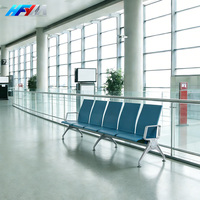 Chaise d'attente de luxe moderne à deux places avec assise en PU et accoudoirs et pieds en acier pour arrêt de bus, gare, aéroport et banque