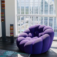 Chaise de loisirs moderne nordique en tissu velours citrouille Relax Accent Chair Furniture Bubble Sofa