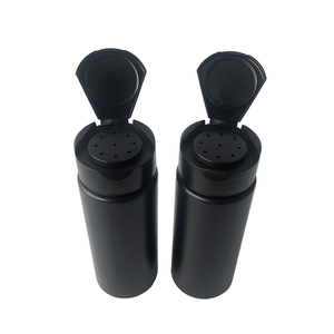 Botella de Plástico Negra de 150g/5oz para Polvo de Talco con Logotipo Personalizado, Tapa con Rosca y Dosificador, Envase de 150ml para Polvo Suelto, Impresión Serigrafiada - Product Image 1