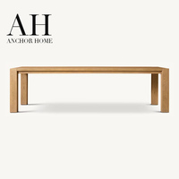 Ensemble de table à manger rectangulaire en bois massif durable, style minimaliste moderne, avec 6 chaises rembourrées et coussinées, directement de l'usine.