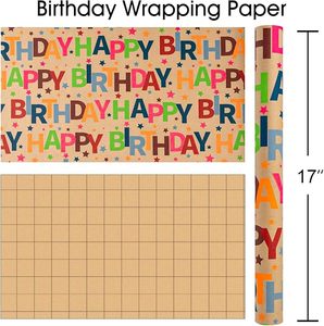 5 meters daily colorful <b>birthday</b> happy large letter fluorescent kraft <b>paper</b> <b>wrapping</b> <b>paper</b> for gift <b>wrapping</b> - Product Image 5