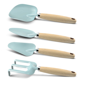 Juego de pala y rastrillo de jardín para niños, mango de madera, hierro con recubrimiento en polvo, herramientas ligeras para plantar flores al aire libre, bricolaje - Product Image 2
