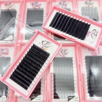 Extensions de cils coréennes PBT Volume en gros, fournitures d'extensions de cils classiques en vison noir mat, plateaux de cils en velours cachemire