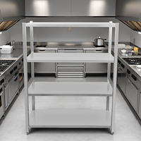 Étagères en acier inoxydable à 4 niveaux, robustes, pour la restauration commerciale, les cuisines de restauration, les unités d'étagères ventilées