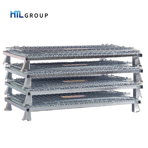 Mạ kẽm Stackable Trọng lượng nhẹ ráp dọc lưu trữ thép nhỏ pallet có thể gập lại dây kim loại container - Product Image 3