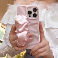 Funda Protectora de TPU con Diseño de Lujo, Color Sólido, Patrón de Lichi, Protección Completa, Antigolpes, con Cinta Plisada Irregular
