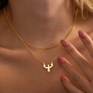 Dainty 18k Plaqué Or <span class=keywords><strong>Phoenix</strong></span> Rising Collier Fantaisie Oiseau Collier Haute Poli Charme Bijoux <span class=keywords><strong>Phoenix</strong></span> Oiseau Bijoux - Product Image 4