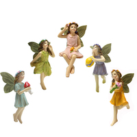 Ensemble de 5 Mini pots de fleurs en résine faits à la main, jolies Figurines de fées décoratives pour un jardin Miniature