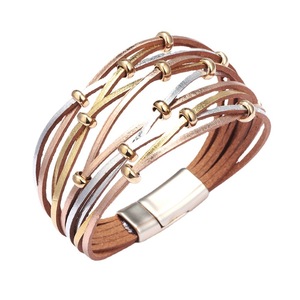 Bohemian Duo <span class=keywords><strong>Pimp</strong></span> Vòng Đeo Tay Thời Trang Sang Trọng Vàng Bạc Bead Bện Khóa Từ Vòng Đeo Tay Bãi Biển Phong Cách Vòng Đeo Tay Cho Phụ Nữ - Product Image 5