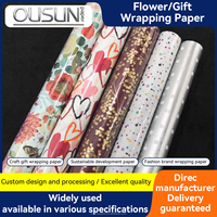 Feuilles de papier d'emballage colorées imprimées sur mesure pour les fleuristes et les boutiques de cadeaux, conception de logo, vente en gros