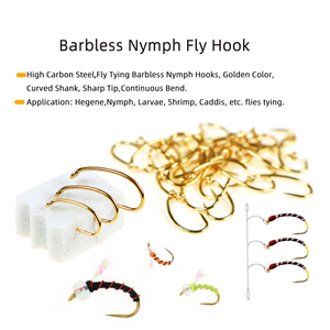Crochets à mouches sans barbe en acier à haute teneur en carbone couleur dorée crochet à mouche pour <span class=keywords><strong>nymphe</strong></span> sèche pour la pêche au leurre dans le lac de rivière - Product Image 4